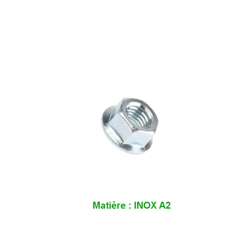 Service Moto Pieces|Ecrou - Hexa - a Collerette - Inox A2 - M8 x1.25 - (x1) - std|Roue - Avant|0,39 €