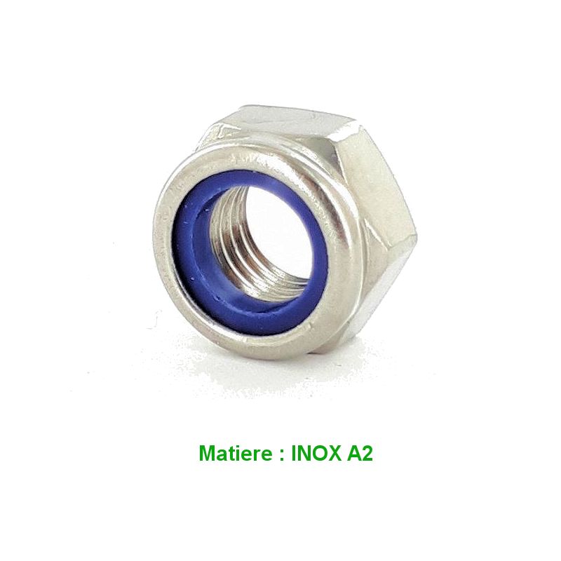 Ecrou - Hexa - Freiné - Inox A2 - M4 x0.70 - (x10)