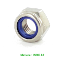 Ecrou - Hexa - Freiné - Inox A2 - M5 x0.80 - (x10)