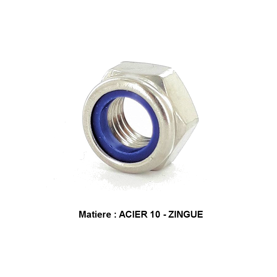 Ecrou - Hexa - Freiné - Acier 10 - zingué - M6 x1.00 - (x1) - std