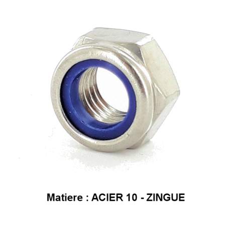 Ecrou - Hexa - Freiné - Acier 10 - zingué - M8 x 1.25 - (x1) - std