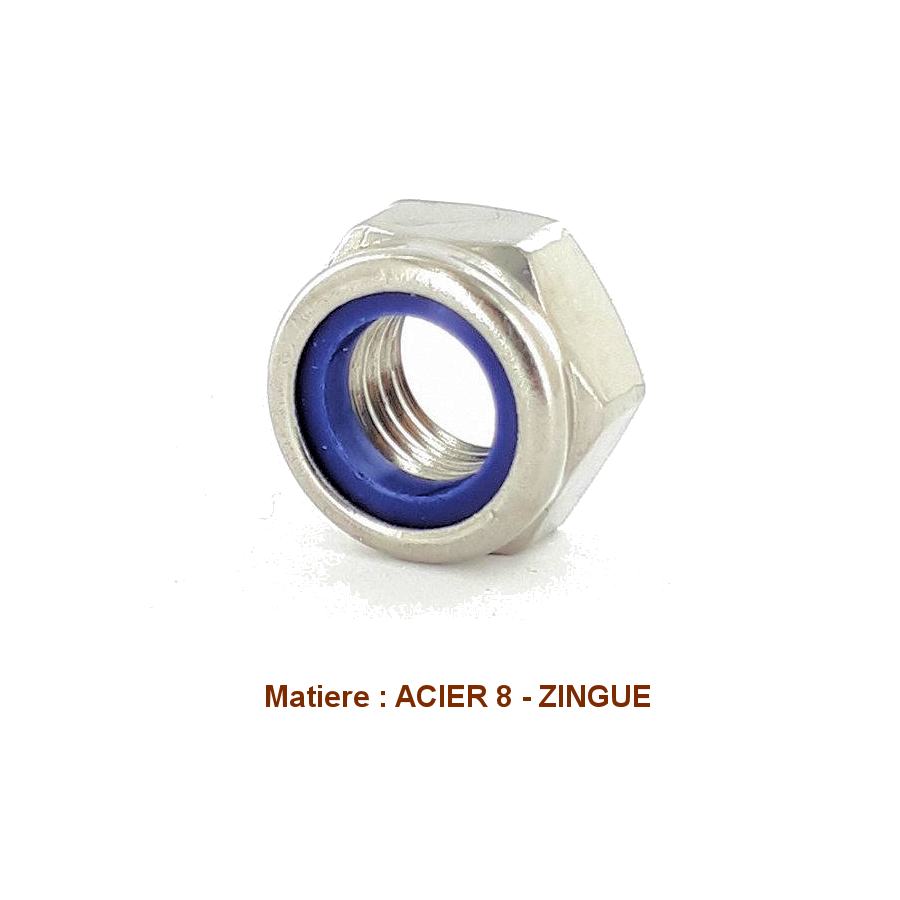 Ecrou - Hexa - Freiné - Acier 8 - zingué - M4 x0.70 - (x1)