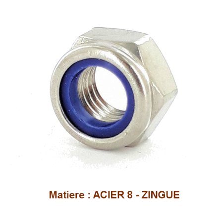 Ecrou - Hexa - Freiné - Acier 8 - zingué - M4 x0.70 - (x1)