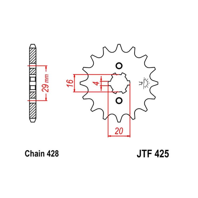 Service Moto Pieces|Transmission - Pignon - JTF-425 - 12 dents - |Chaine 428|8,50 €