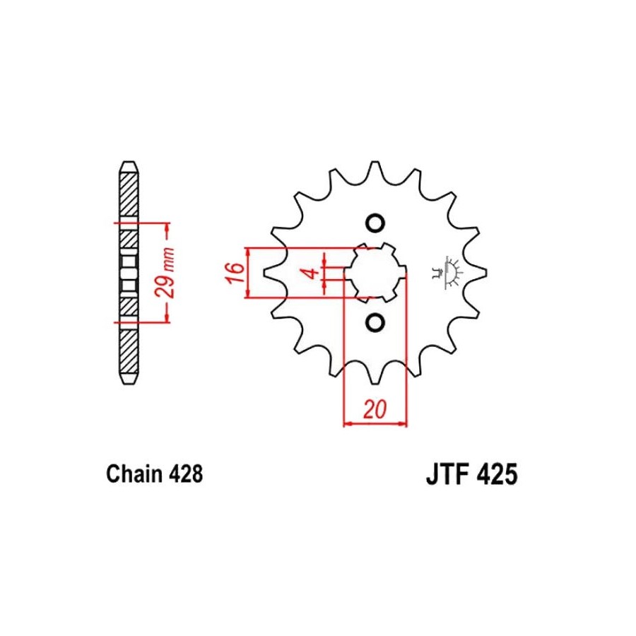 Service Moto Pieces|Transmission - Pignon - JTF-425 - 12 dents - |Chaine 428|8,50 €