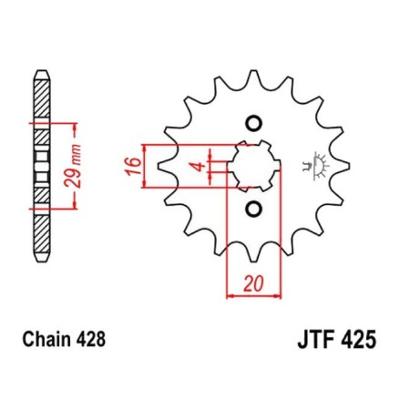 Service Moto Pieces|Transmission - Pignon - JTF-425 - 12 dents - |Chaine 428|8,50 €