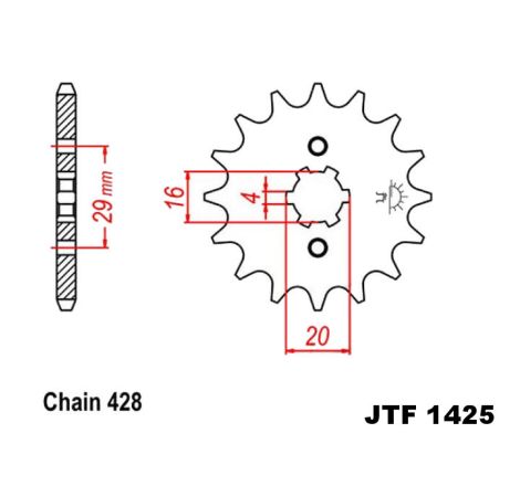 Service Moto Pieces|Transmission - Pignon - JTF 1425 - 13 dents - |Chaine 428|8,50 €