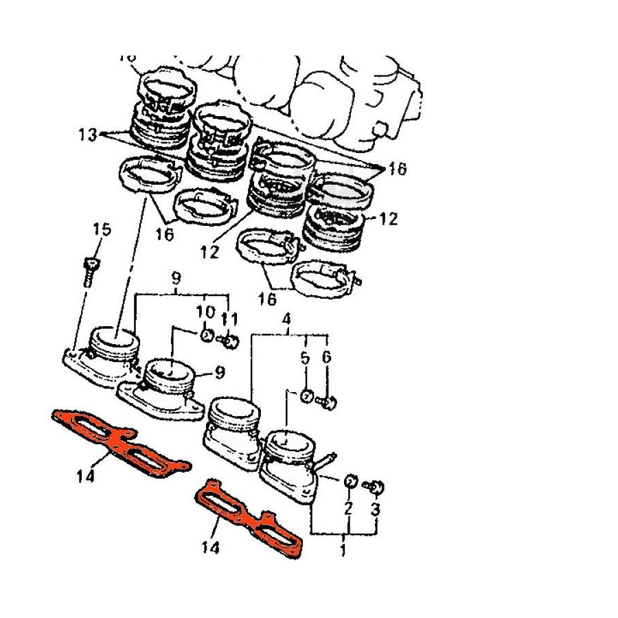 Service Moto Pieces|Pipe d'admission - Joint (x4) - CB650z - CB650b (RC03) - CB650c (RC05)|Pipe Admission|48,50 €