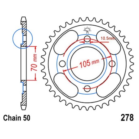 Service Moto Pieces|Transmission - Couronne - JTR 278 - 530/38 dents - avec saignée|Chaine 530|34,62 €