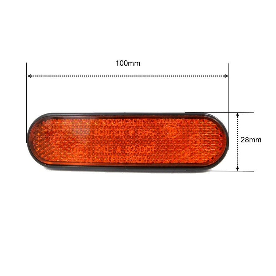 Reflecteur - Catadioptre rouge - 100x28mm - reflecteur rouge à coller Reflecteur - Catadioptre rouge - 100x28mm - reflecteur rouge à coller