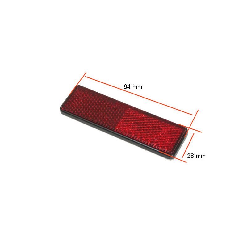 Reflecteur - Catadioptre rouge - 94x28 mm - reflecteur rouge à coller
