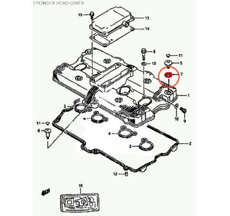 Service Moto Pieces|Moteur - Joint de Vis couvre culasse (x8) - Couvercle cache culbuteur : Suzuki, 09161-11006 / 09161-11008|Couvercle culasse - cache culbuteur|21,30 €