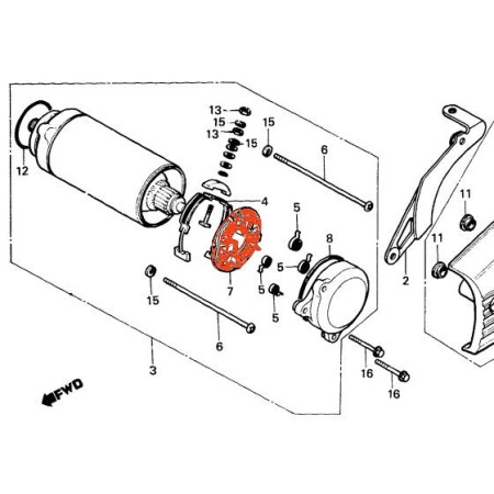 Service Moto Pieces|Demarreur - Support de charbon + charbon - CBX400 - VFR400|Demarreur|25,11 €