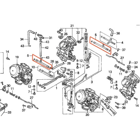 Carburateur - Raccord liaison en T - (x1) - VFR750 - (RC24 - RC36 - RC30 ) - 16027-ML7-004