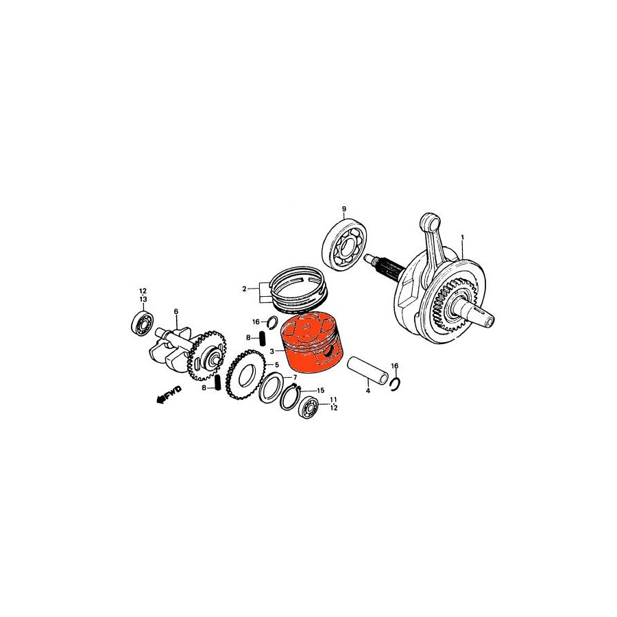 Moteur - Piston - (0.00) - ø 76.00 -- XL250R Moteur - Piston - (0.00) - ø 76.00 -- XL250R