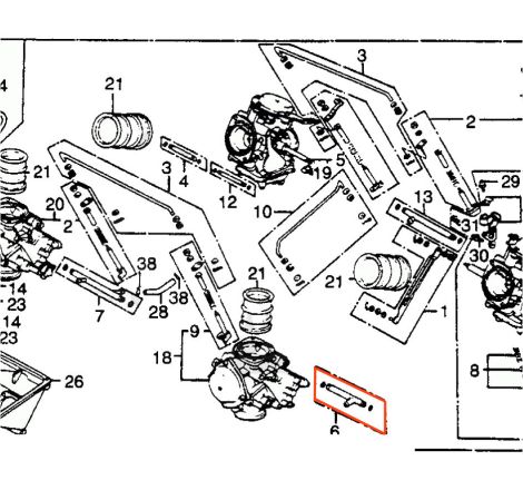 Service Moto Pieces|Carburateur - Té de liaison - (x1) - VF1000F - VT750 - VFR750 ...- ....|1985 - VF1000 F2f |45,90 €