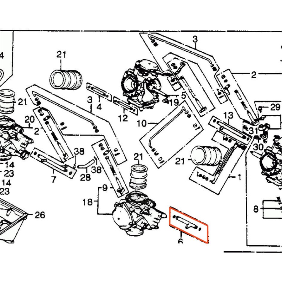 Service Moto Pieces|Carburateur - Té de liaison - (x1) - VF750 C/S/F - VF1000F - VF1100C|Raccord - Joint de liaison|64,80 €