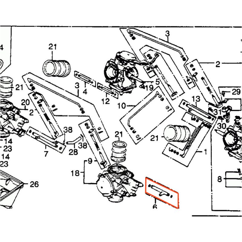 Carburateur - Té de liaison - (x1) - VF750 C/S/F - VF1000F - VF1100C