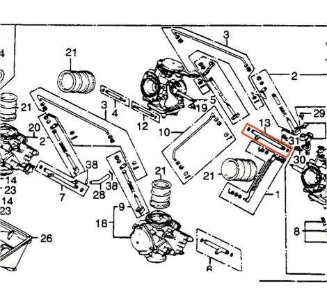 Carburateur - Té de liaison - (x1) - VF750 C/S/F - VF1000F - VF1100C