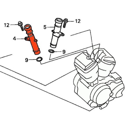 Circuit d'eau - Raccord - Avant - VT750C (RC44)