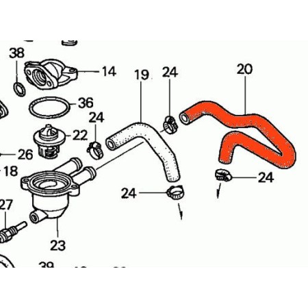 Circuit d'eau - Raccord - Arriere - VT750C (RC44)
