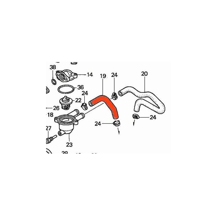 Circuit d'eau - Raccord - Avant - VT750C (RC44)