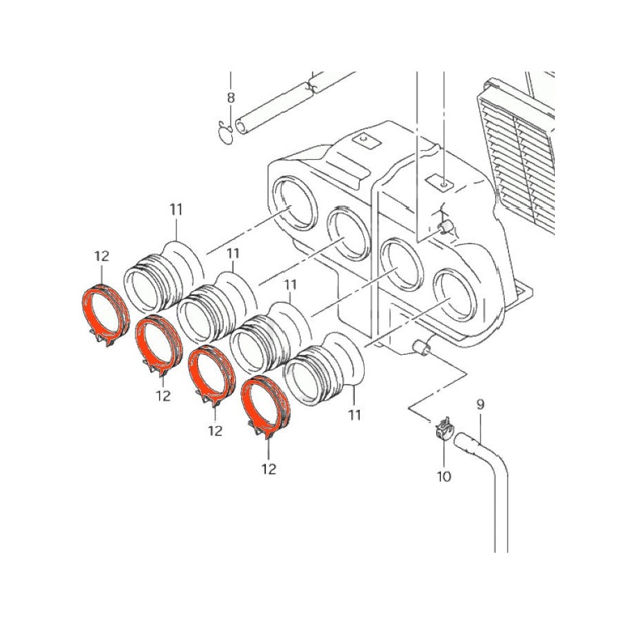 Service Moto Pieces|Pipe - Manchon air - Collier (x1) - ø60.00 mm x Larg. 8.50 mm  -  09402-56901|Filtre a Air|7,10 €