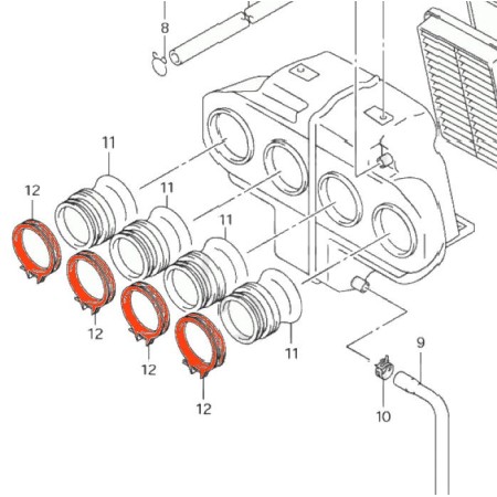 Service Moto Pieces|Pipe - Manchon air - Collier (x1) - ø60.00 mm x Larg. 8.50 mm  -  09402-56901|Filtre a Air|7,10 €