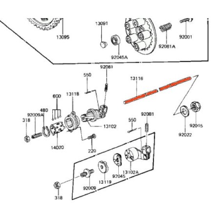 Embrayage - Axe de de renvoi - 13116-1033 - KZ1100