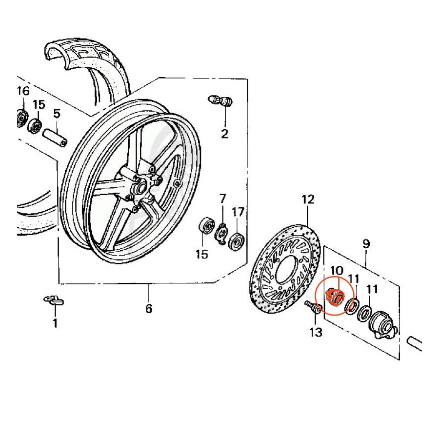 Roue avant - entraineur de compteur - VFR750 - ... - CBR600 - VF750C