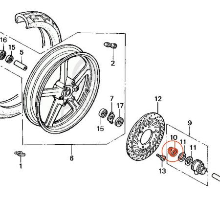 Roue avant - entraineur de compteur - Origine - VFR750 - ... - CBR600 - VF750C