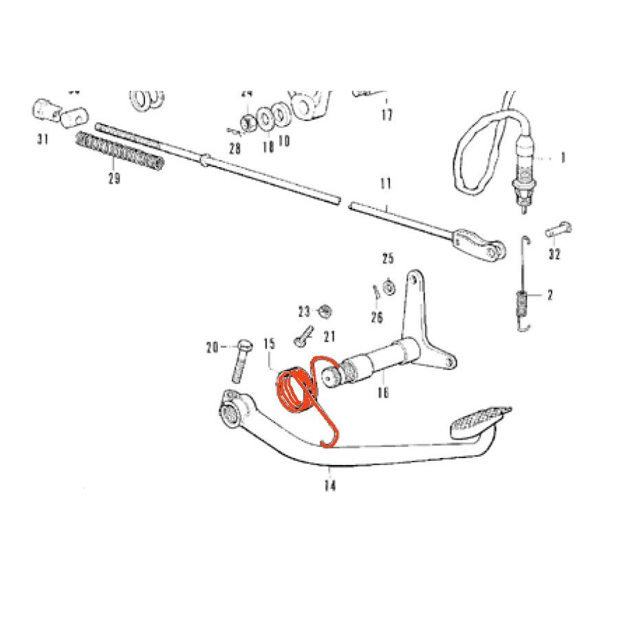 Frein - ressort de rappel de Pedale de frein arriere - CB350 F