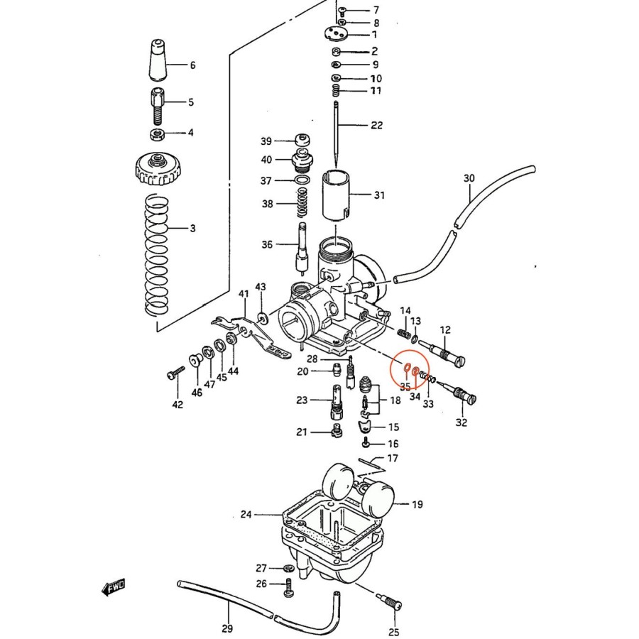 Carburateur - joint torique + rondelle de Vis de Richesse de ralenti