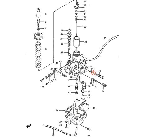 Service Moto Pieces|Carburateur - Siege + Pointeau - ø 8 mm - DR125S - (SF43A)|Pointeau - siege|13,90 €