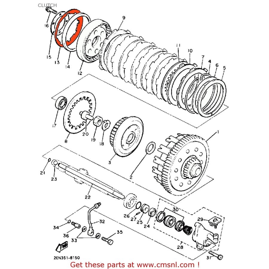 Service Moto Pieces|Embrayage - Ressort - 1FK-16334-00 - VMAX1200 |Disque - Garni - Lisse |88,50 €