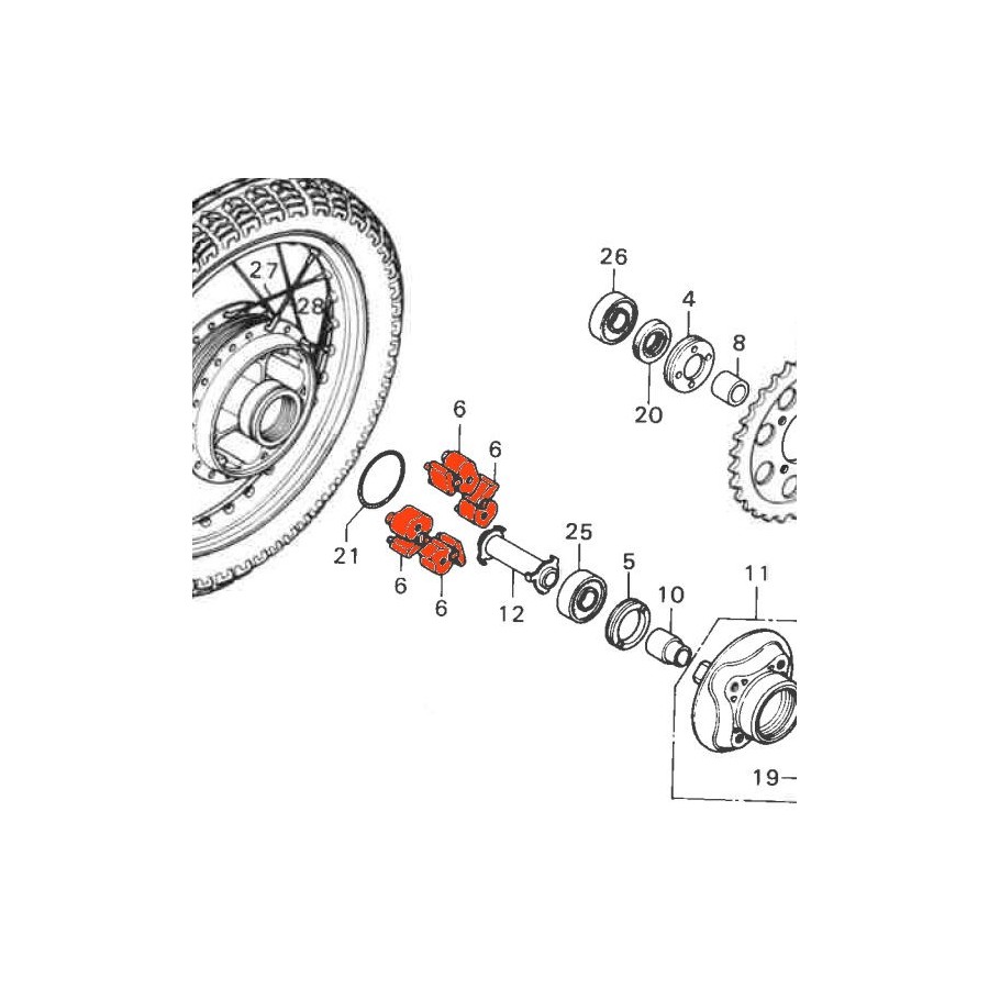 Transmission - Couronne - Silent bloc - amortisseur de couple - (x4) - CB750 Four