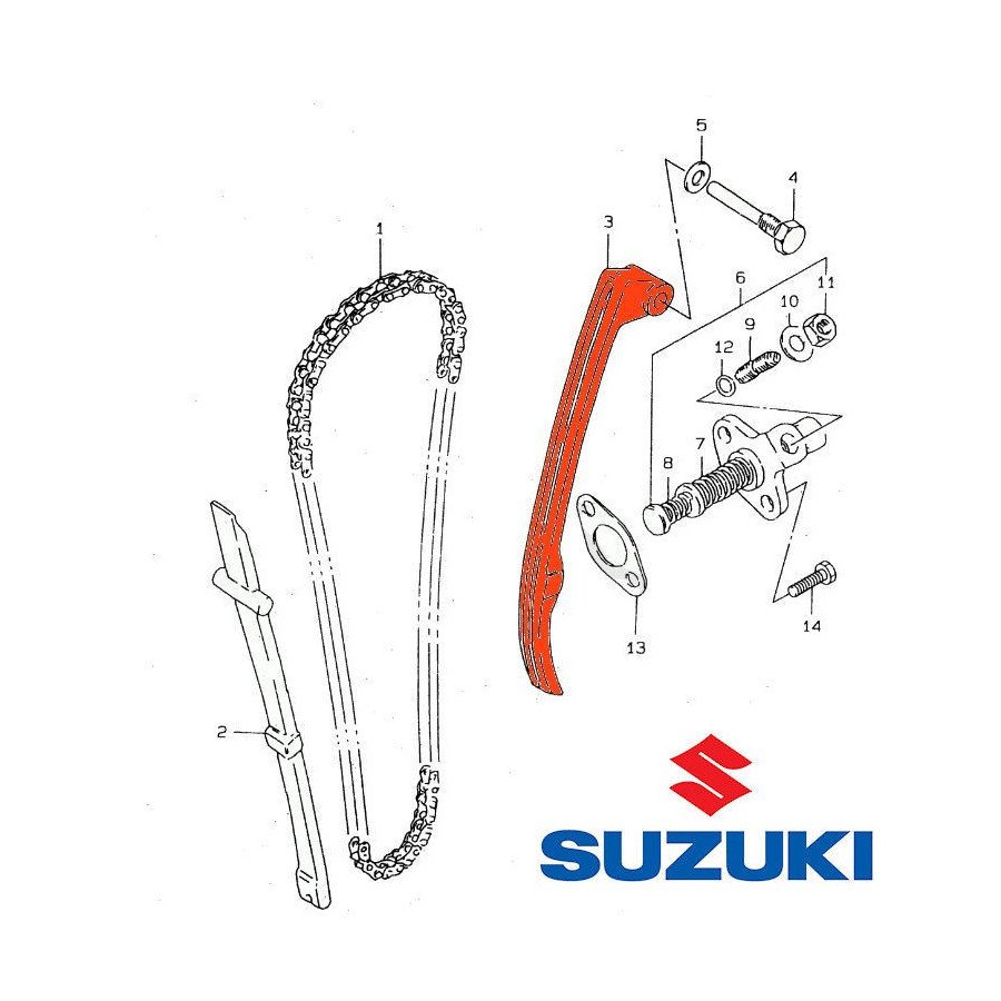 Moteur - distribution - Guide Chaine - 12811-05200 - Origine - DR125 - ... - GN125 - ... - GZ125 