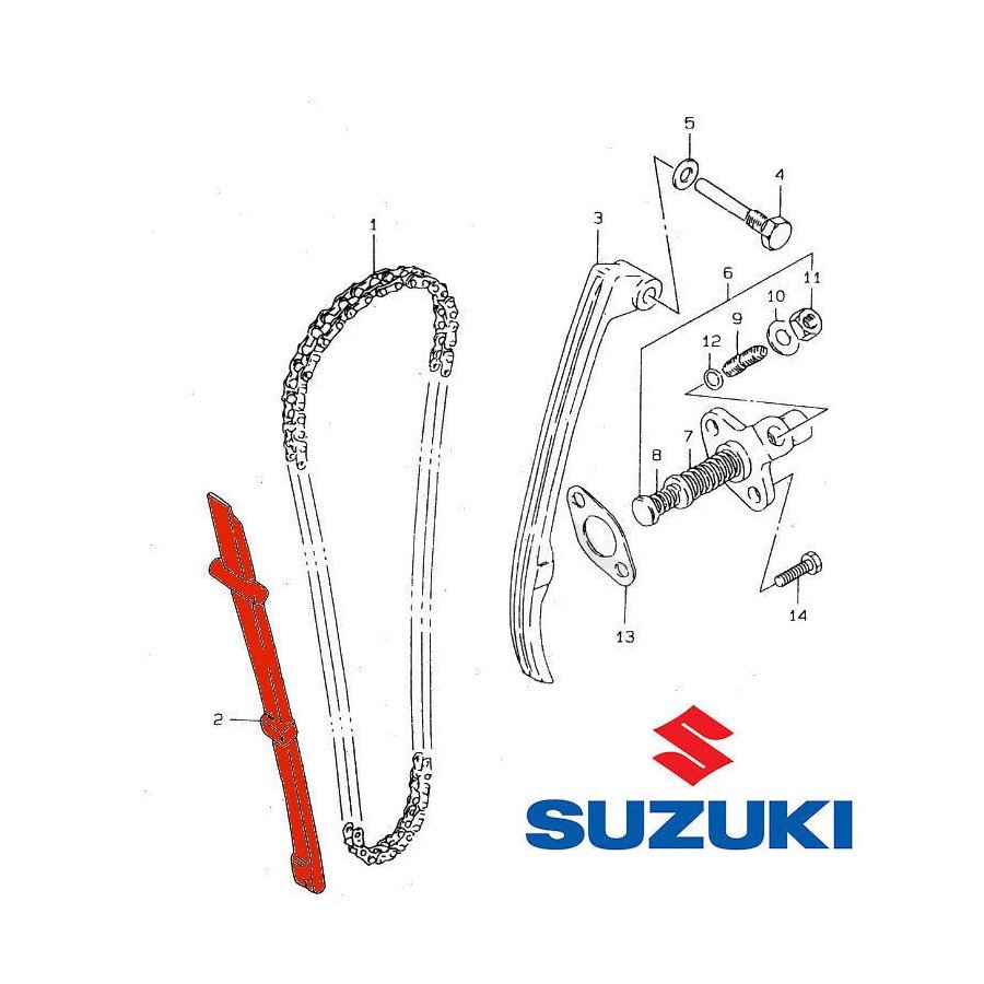 Moteur - distribution - Guide Chaine - Origine, 12771-05200 - DR125 - ... - GN125 - ... - GZ125