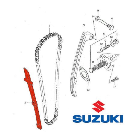 Moteur - distribution - Guide Chaine - Origine, 12771-05200 - DR125 - ... - GN125 - ... - GZ125