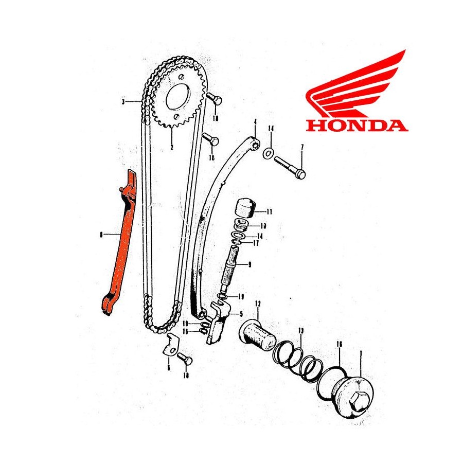 Distribution - Patin - Guide chaine - CB125 S - CB-CL-SL-XL100