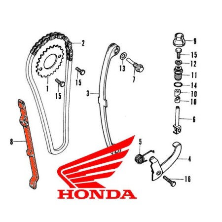 Moteur - Distribution - Guide - Patin avant - CB125 ... - ... - XL125 ...