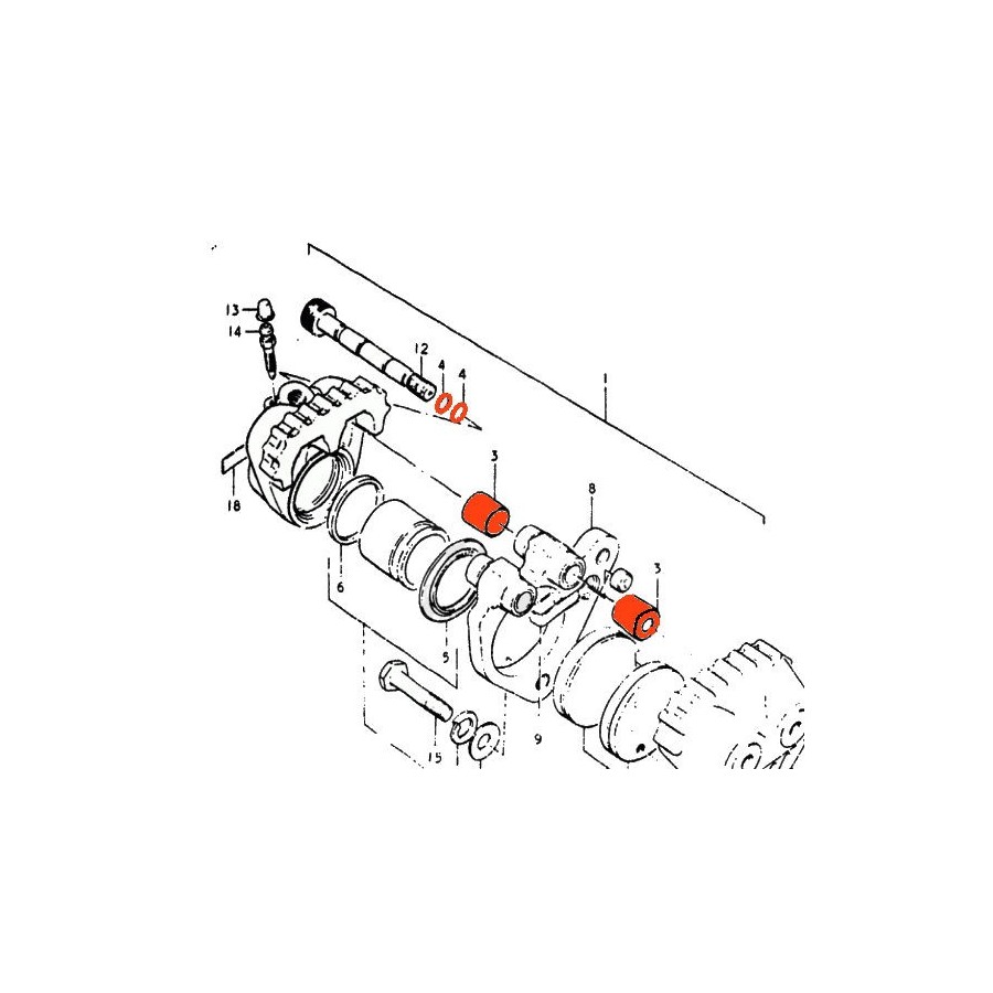 Frein - Etrier - joint de fixation - (x4) - GT125 - GT250 - GT500 - GT550 - GT750 ... H1-500