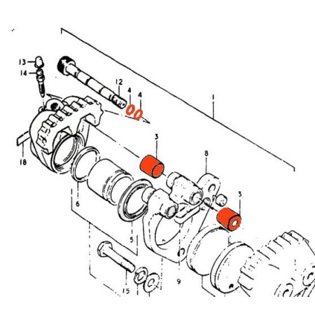 Frein - Etrier - joint de fixation - (x4) - GT125, GT250, GT500, GT550, GT750, H1-500 ......