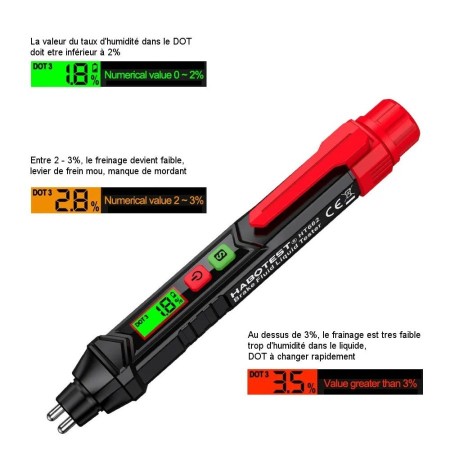 Liquide de Frein - Testeur electronique  - Taux d'humidité - DOT3 - DOT4 - DOT5.1