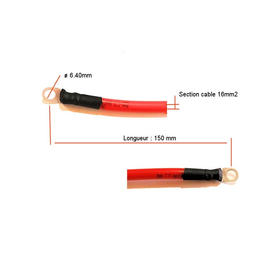 Service Moto Pieces|Batterie - Cable Rouge +12v - borne (+) - 16mm2 - long 250mm|Cable Batterie|20,00 €