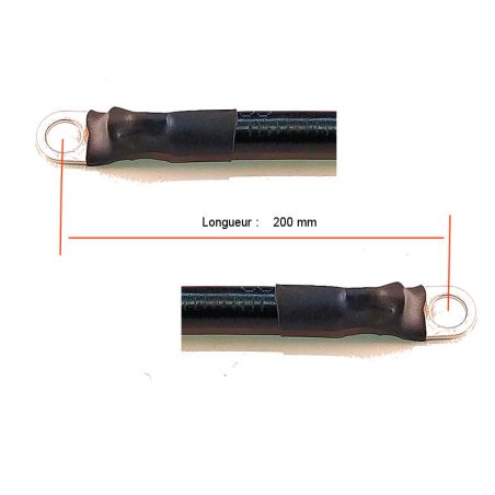 Batterie - Cable Noir de masse (-12v) - borne (-) 16mm2 - long 200mm