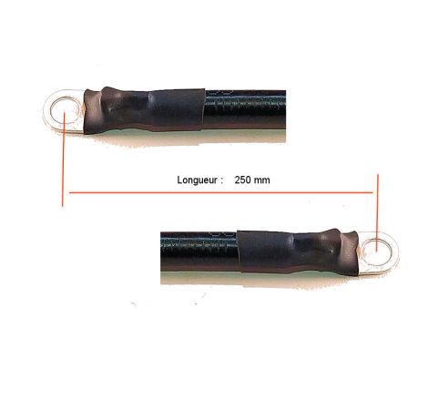 Batterie - Cable Noir de masse (-12v) - borne (-) 16mm2 - long 250mm