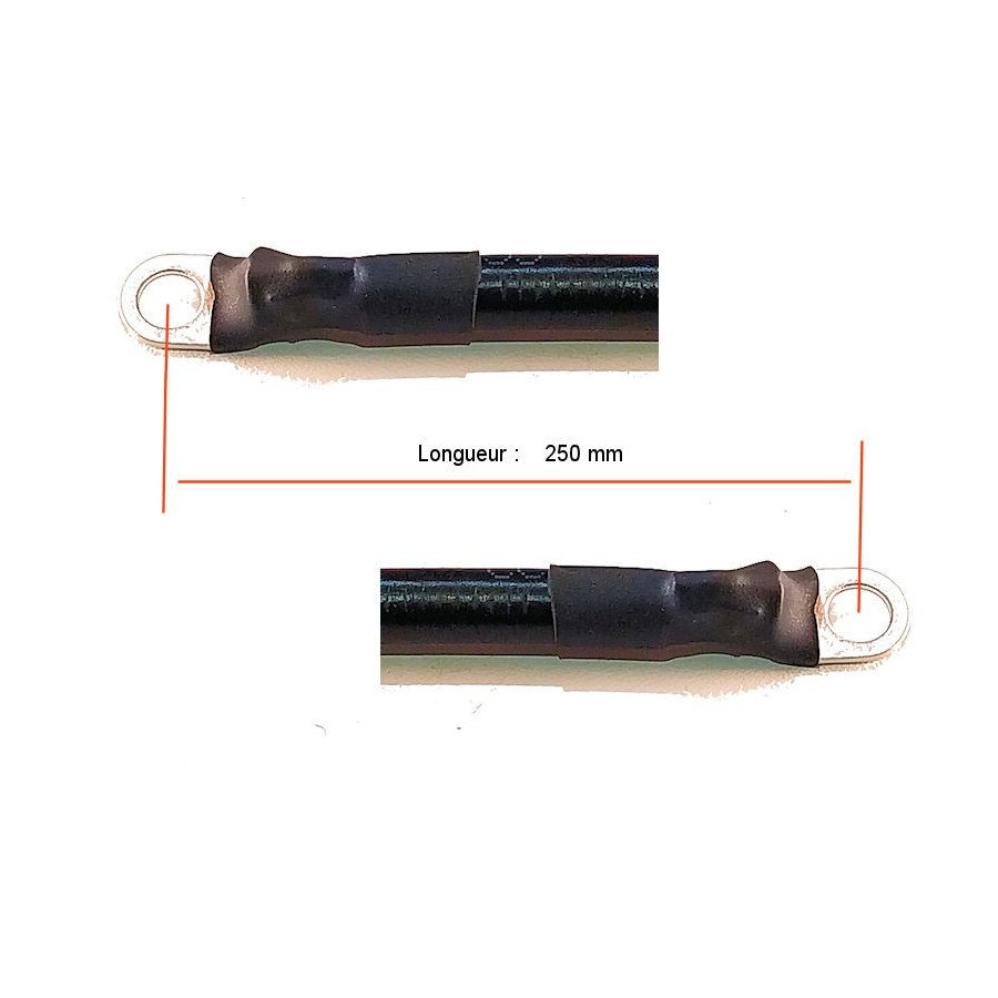 Batterie - Cable Noir de masse (-12v) - borne (-) 16mm2 - long 250mm