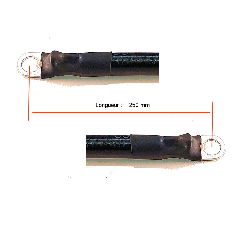 Batterie - Cable Noir de masse (-12v) - borne (-) 16mm2 - long 250mm