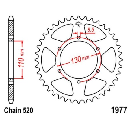 Service Moto Pieces|Transmission - Couronne - JTR-1977 - 45 dents |Chaine 520|42,00 €